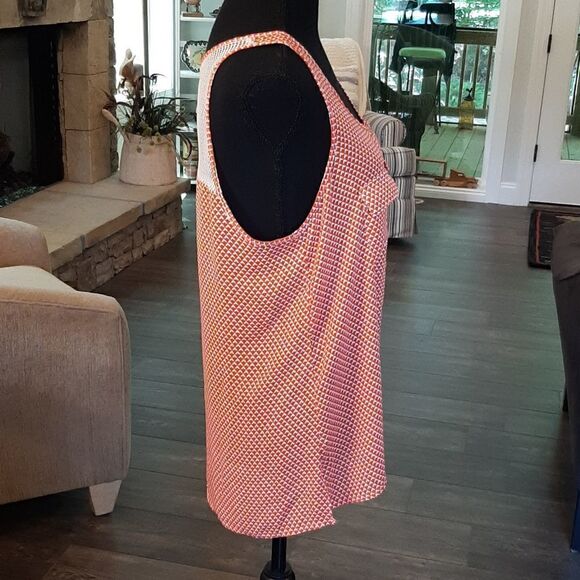 Lulumari Size M Orange and White Flowy Tank Top - Picture 2 of 8